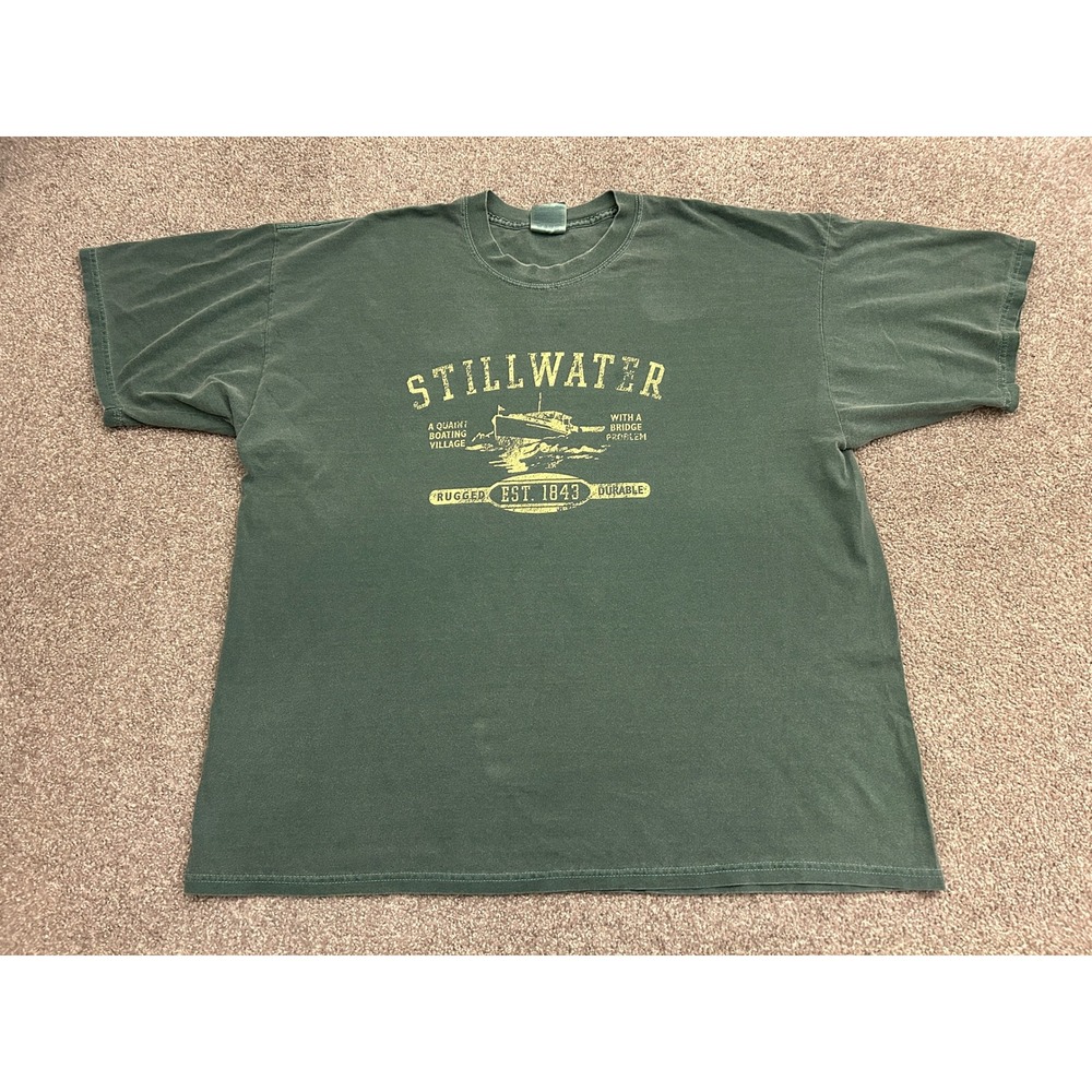 Comfort Colors Stillwater Graphic T-Shirt Mens XXL Green Excellent Nautical Tee